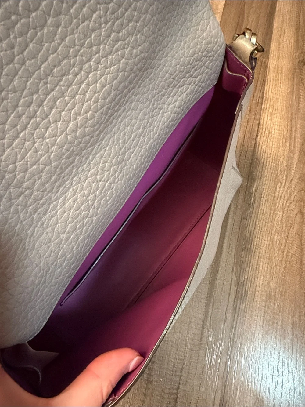 kate spade Pebbled Leather Shoulder Bag in Light Taupe Gray